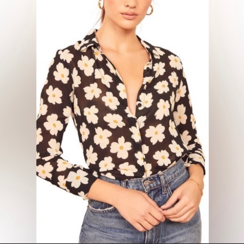 Reformation violet blouse in Gemma daisy print S
